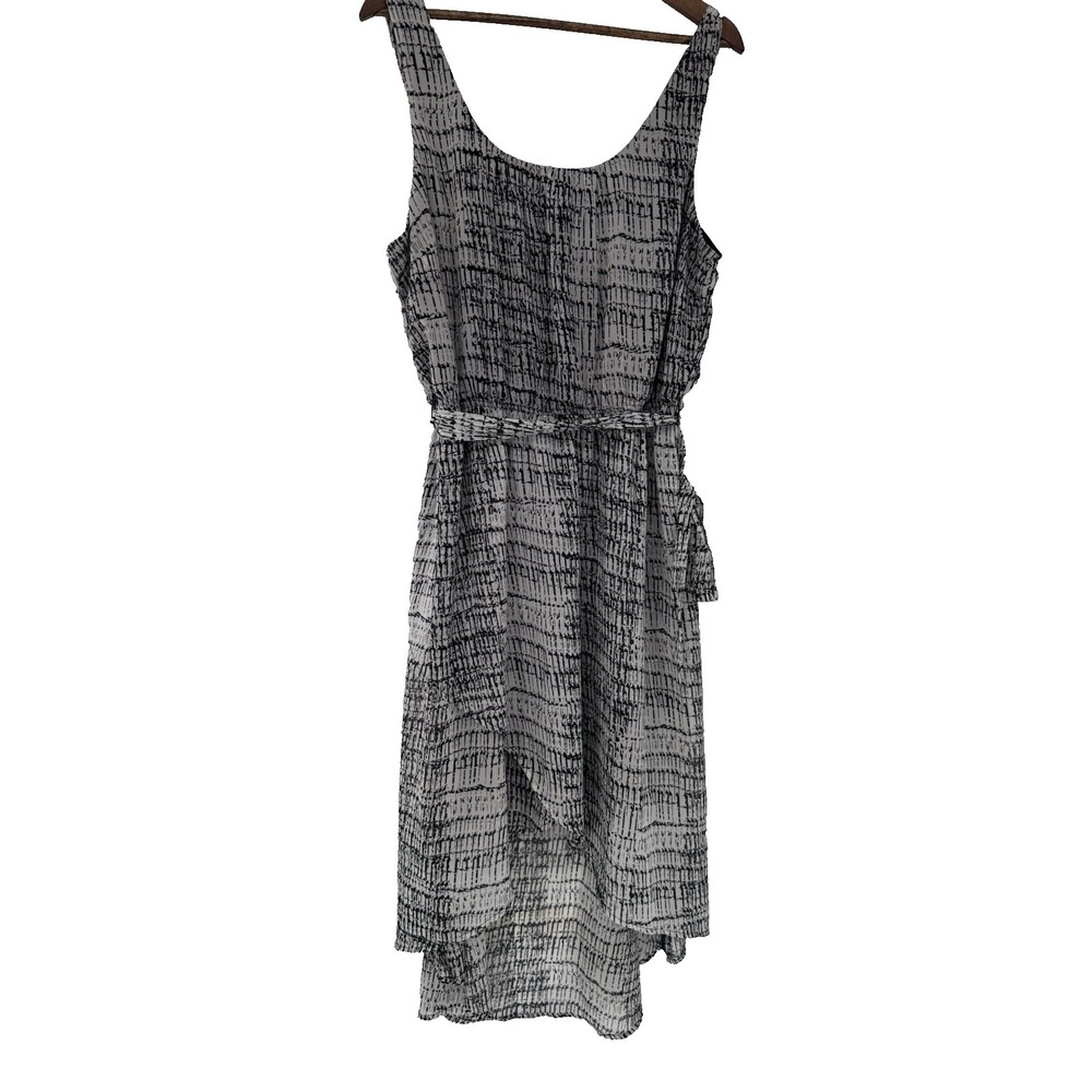 Emma & Michele High Low Midi Dress Tie Waist Sleeveless Black & White 14W Sheer